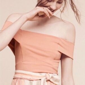 Anthropologie Deletta small top dusty pink off the shoulder lined zipper back